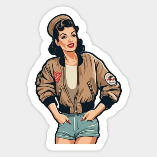 Casual Pin Up Bomber Jacket Babe Style Sticker